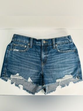 aerie Distressed Medium Blue Denim Jean Shorts